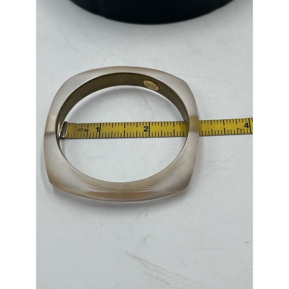 Alexis Bittar Designer Luminous Soft Square Champagne/Gold Bangle Bracelet - Picture 11 of 12
